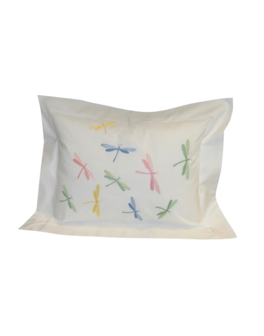 Taie de coussin brodée "Libellules"